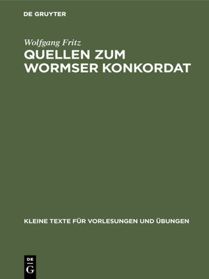 cover image of Quellen zum Wormser Konkordat